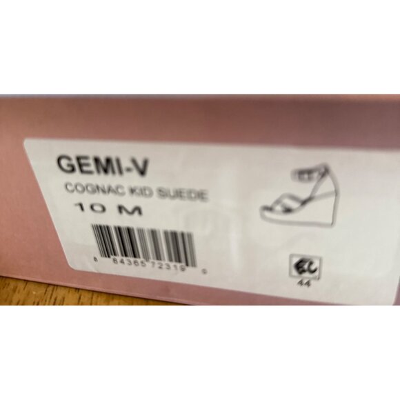 Lisa Vicky Platform Wedge Sandal Suede Cognac Gemi Size 10 New - Picture 10 of 10